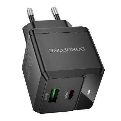 Сетевое зарядное устройство BOROFONE BN19 Intenso 1xUSB + 1xUSB-C, 3A, 20W, черный