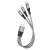 Кабель USB HOCO X47 Harbor 3 в 1 USB - Type-C + Lightning + MicroUSB, 2.4А, 25 см, серый металлик