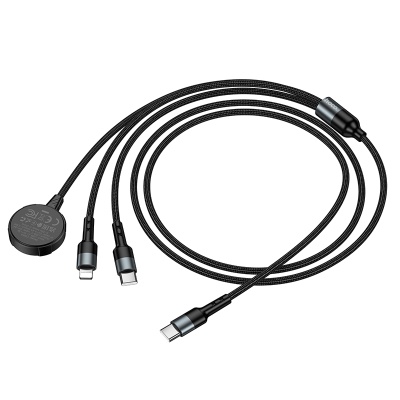 Зарядное устройство HOCO CW64 для Apple Watch 1xUSB-C + 1x Lightning с Кабелем Type-C, черный