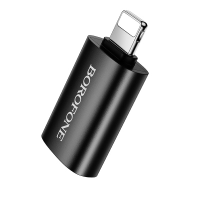 Переходник/Адаптер BOROFONE BV26 Lightning (m) - USB2.0 (f), черный