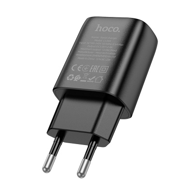 Сетевое зарядное устройство HOCO C134A Solid 1xUSB, 2.4A, черный