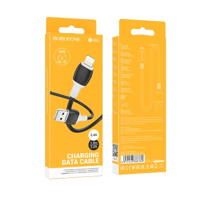 Кабель USB BOROFONE BX84 Rise USB - Lightning, 2.4А, 1 м, черный