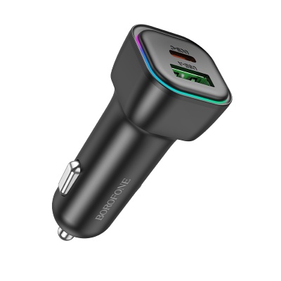 Автомобильное зарядное устройство BOROFONE BZ28A Trophie, 1xUSB + 1xUSB-C, 3A, 30W, черный