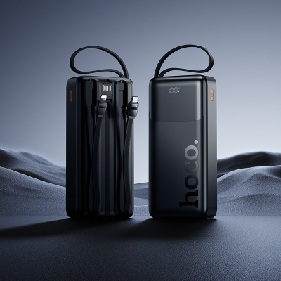 Портативный аккумулятор HOCO J156A Founder, встроенный кабель Lightning + Type-C + MircoUSB, 22.5W, 20000 мА⋅ч, черный