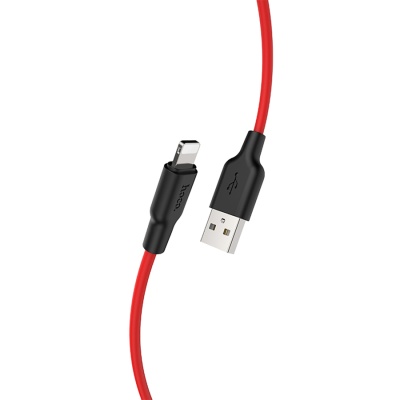 Кабель USB HOCO X21 Plus Silicone USB - Lightning, 2.4А, 1 м, красный+черный