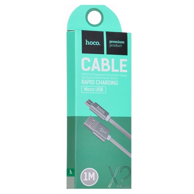Кабель USB HOCO X2 knitted USB - MicroUSB, 2.4А, 1 м, тусклый