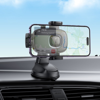 Автомобильный держатель HOCO H76 Crown, зажимной, на приборную панель, черный+серый металлик