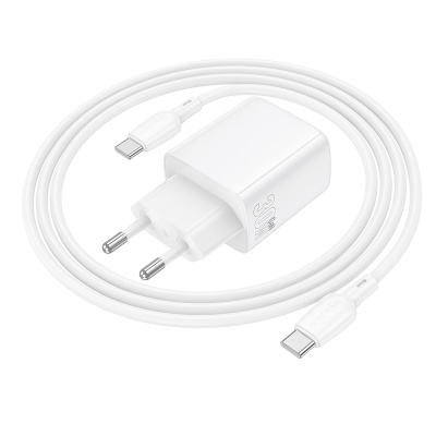 Сетевое зарядное устройство BOROFONE BN28 Fuente 1xUSB-C с Кабелем Type-C - Type-C, 30W, белый