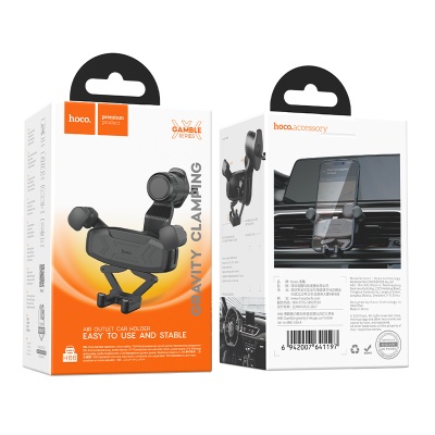 Автомобильный держатель HOCO H66 Gamble , зажимной, на воздуховод, черный