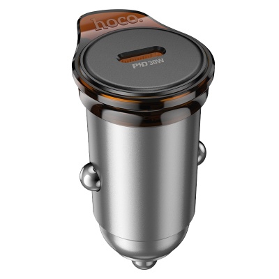 Автомобильное зарядное устройство HOCO NZ16 Rigorous, 1xUSB-C, 30W, серый металлик