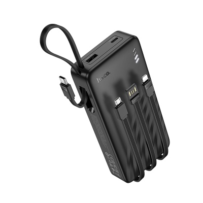 Портативный аккумулятор HOCO J146A Night, встроенный кабель Lightning + Type-C + MircoUSB, 20000 мА⋅ч, черный