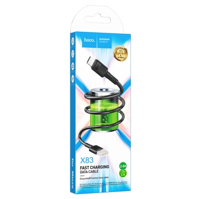 Кабель USB HOCO X83 Victory USB - MicroUSB, 2.4А, 1 м, черный
