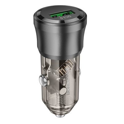 Автомобильное зарядное устройство BOROFONE BZ23 Noble, 1xUSB, 18W, прозрачный черный