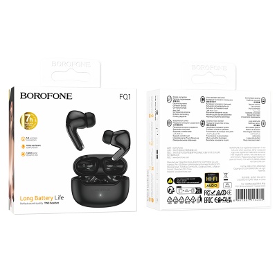 Беспроводные наушники TWS BOROFONE FQ1 Shine, Bluetooth 5.4, черный
