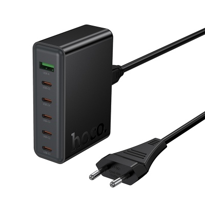 Сетевое зарядное устройство HOCO C152A Modern 1xUSB + 5xUSB-C, 3A, 70W, черный