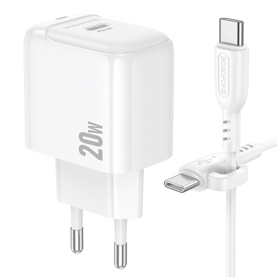 Сетевое зарядное устройство BOROFONE BAS43A Potential 1xUSB-C с Кабелем Type-C - Type-C, 20W, белый