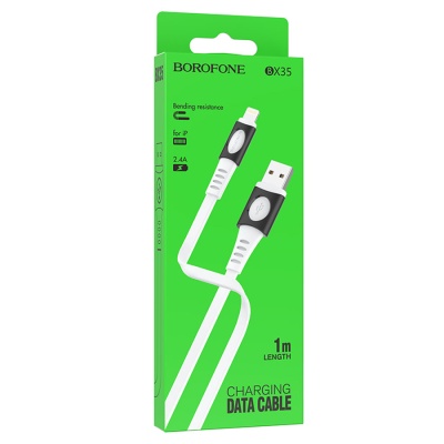 Кабель USB BOROFONE BX35 Carib USB - Lightning, 2.4А, 1 м, белый