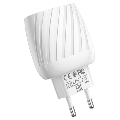 Сетевое зарядное устройство HOCO C78A Max energy 2xUSB, 2.4A, 10.8W, белый