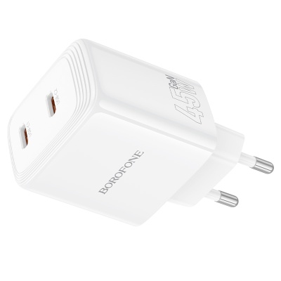 Сетевое зарядное устройство BOROFONE BN31 Cargador 2xUSB-C, 45W, белый