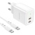 Сетевое зарядное устройство BOROFONE BN9 Reacher 2xUSB-C с Кабелем Type-C - Type-C, 35W, белый