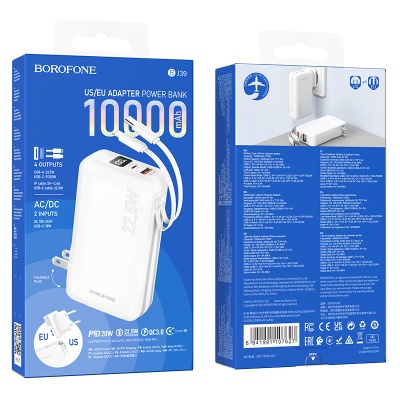 Портативный аккумулятор BOROFONE BJ39 Follower, 22.5W, 10000 мА⋅ч, белый