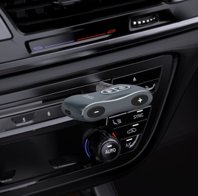 Автомобильный Bluetooth-приемник HOCO E73 Tour, 200 мАч, Jack 3.5мм/Bluetooth, серый металлик