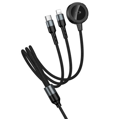 Зарядное устройство HOCO CW64 для Apple Watch 1xUSB-C + 1x Lightning с Кабелем Type-C, черный