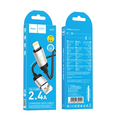 Кабель USB HOCO X117 Star USB - Lightning, 2.4А, 1 м, черный