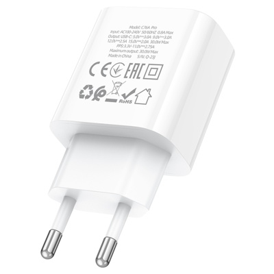 Сетевое зарядное устройство HOCO C76A Pro Majestic 1xUSB-C, 30W, белый
