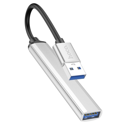 USB HUB разветвитель HOCO HB26 4 в 1 USB3.0 (m) - USB3.0 (f) + 3xUSB2.0 (f), серебристый