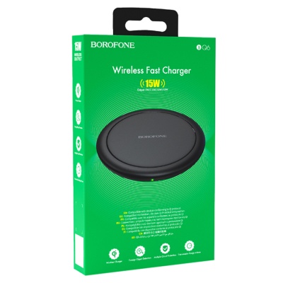 Беспроводное зарядное устройство BOROFONE BQ6 Boon с Кабелем USB - Type-C, 1.5A, 15W, черный