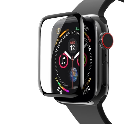 Защитное стекло HOCO Tempered Glass для Apple Watch 4, Full Glue 3D, 44mm, прозрачный+черная рамка
