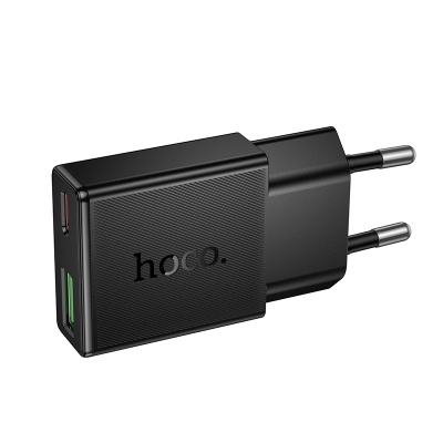 Сетевое зарядное устройство HOCO N73 Speed 1xUSB + 1xUSB-C, 3A, 20W, черный