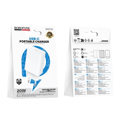 Сетевое зарядное устройство BOROFONE BAS73A Source 1xUSB-C, 20W, белый