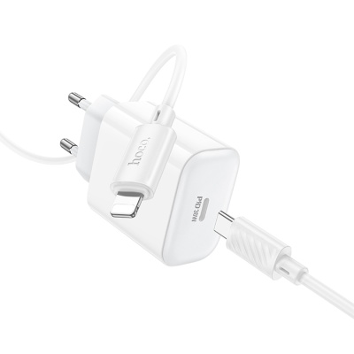 Сетевое зарядное устройство HOCO C76A Pro Majestic 1xUSB-C с Кабелем Type-C - Lightning, 30W, белый