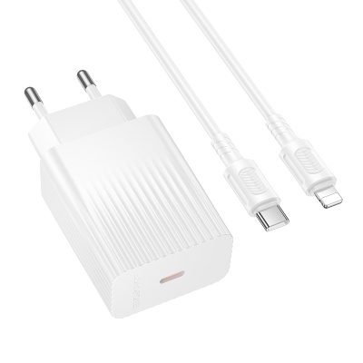 Сетевое зарядное устройство BOROFONE BAS75A Source 1xUSB-C с Кабелем Type-C - Lightning, 30W, белый