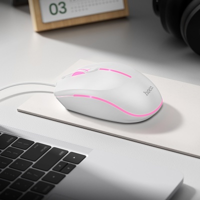 Мышь проводная HOCO GM37 Wonderful, USB, белый