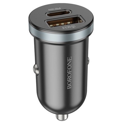 Автомобильное зарядное устройство BOROFONE BZ22 Scenery, 1xUSB + 1xUSB-C, 30W, черный