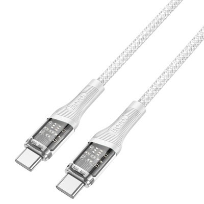 Кабель USB-C HOCO U111 Transparent Type-C - Type-C, 3A, 60W, 1.2 м, серый