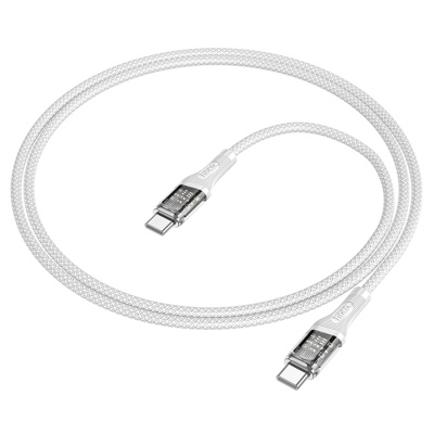 Кабель USB-C HOCO U111 Transparent Type-C - Type-C, 3A, 60W, 1.2 м, серый