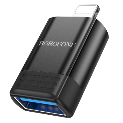 Переходник/Адаптер BOROFONE BV18 Lightning (m) - USB2.0 (f), черный