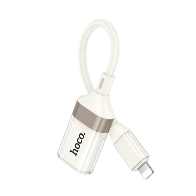 Переходник/Адаптер HOCO UA39 Lightning (m) - USB (f), 13 см, белый