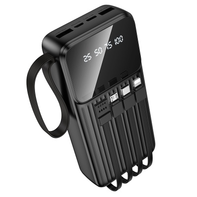 Портативный аккумулятор BOROFONE BJ76A Smart, встроенный кабель Lightning + Type-C + MircoUSB, 20000 мА⋅ч, черный