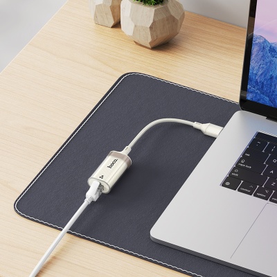 Переходник/Адаптер HOCO UA41 Crystal USB (m) - RJ45 (f), 15 см, белый