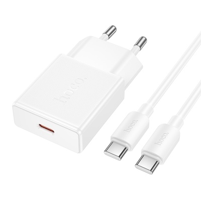 Сетевое зарядное устройство HOCO N74 Speed 1xUSB-C с Кабелем Type-C - Type-C, 25W, белый
