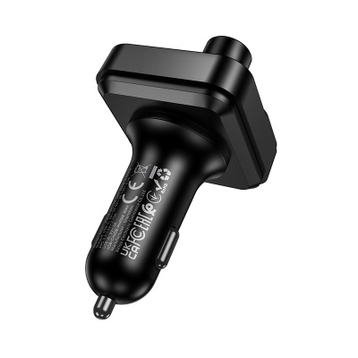 Автомобильное зарядное устройство с FM-Трансмиттер BOROFONE BC61 Ocean, 2xUSB + 1xUSB-C, 3A, 45W, черный