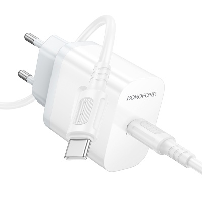 Сетевое зарядное устройство BOROFONE BA99A Breeze 1xUSB-C с Кабелем Type-C - Type-C, 20W, белый