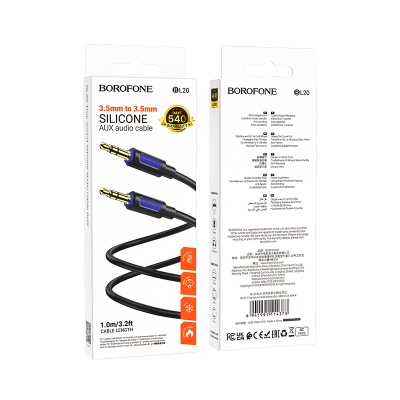 Аудиокабель BOROFONE BL20 True sound AUX Jack 3,5 (m) - Jack 3,5 (m), 1 м, черный