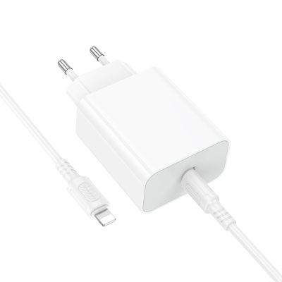 Сетевое зарядное устройство BOROFONE BA107A Stellar 1xUSB-C с Кабелем Type-C - Lightning, 30W, белый