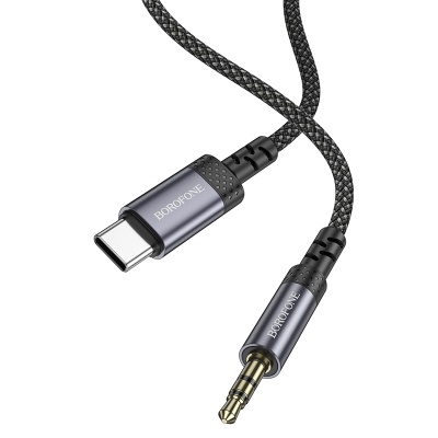 Аудиокабель BOROFONE BL24 Graceful AUX Jack 3,5 (m) - Type-C (m), 1 м, серый металлик